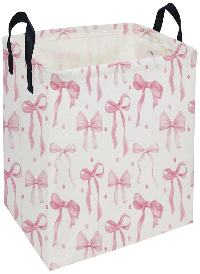 DDBASKET Kids Basket Pink Baskets Girls Basket Rectangular Cute Storage Bin for Room Decor(Pink bownot) - Image 1