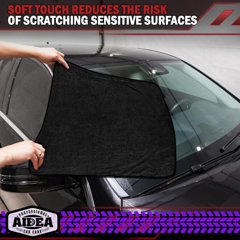 AIDEA Microfiber Towels for Cars-2PK, Large Professional Car Drying Towel, Scratch-Free & Absorbent Drying Towel for Cars, SUVs, RVs, Trucks, and Boats, 24inx 31in, Black - Image 5