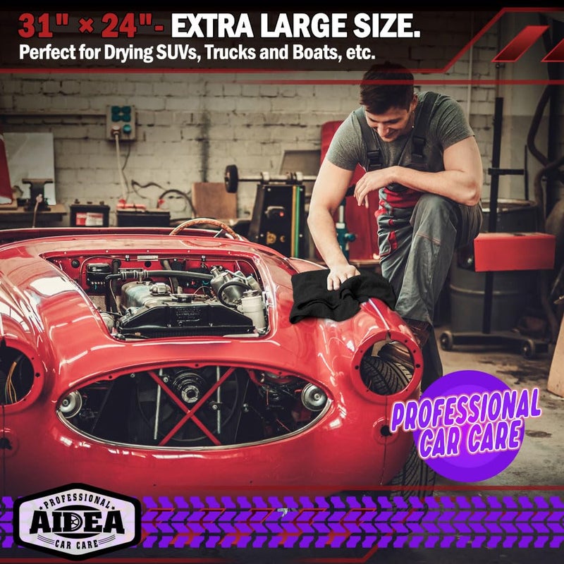 AIDEA Microfiber Towels for Cars-2PK, Large Professional Car Drying Towel, Scratch-Free & Absorbent Drying Towel for Cars, SUVs, RVs, Trucks, and Boats, 24inx 31in, Black - Image 3