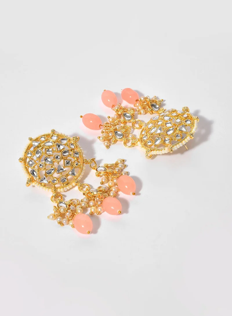 SOHI Pink Stone Studded Artificial Jewellery Set