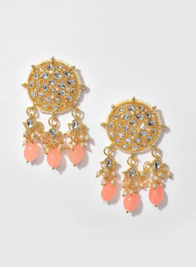 SOHI Pink Stone Studded Artificial Jewellery Set