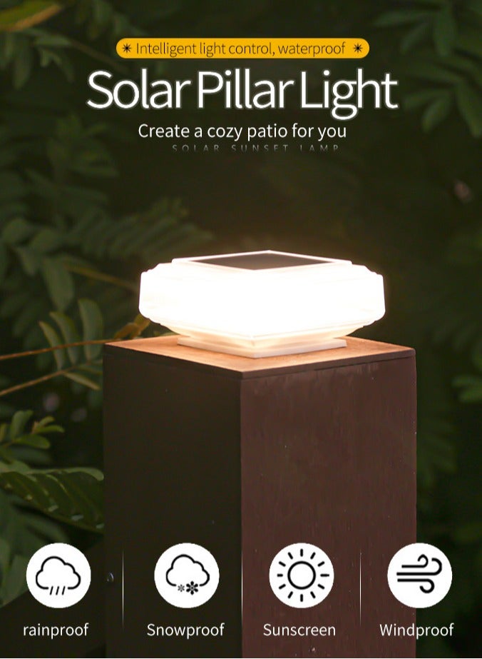 2pcs, new LED solar post light, high brightness, waterproof, safe and stable, suitable for outdoor courtyard garden solar post light - Image 1