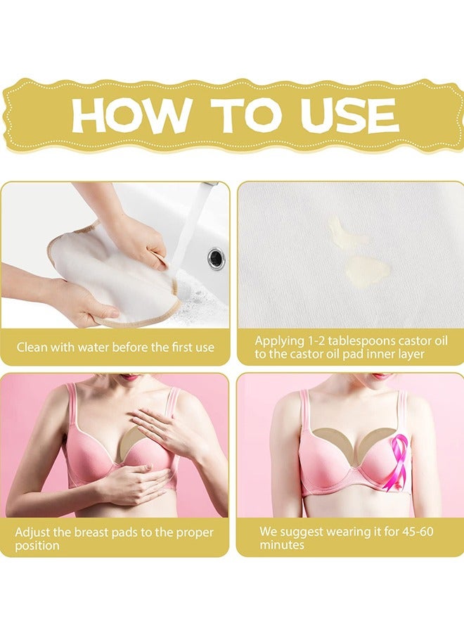 Pack Of 4 Castor Oil Wrap Organic Cotton Breast Pads, Bamboo Cotton Reusable Washable - Image 3