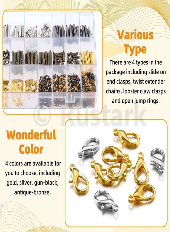 Rustark 641Pcs Slide On End Clasps with Pliers Twist Extender Chains Jump Rings Lobster Claw Clasps Slide Tube Clasp End Bar Jewelry Finding for Necklace Bracelet DIY Jewelry Making - Image 5