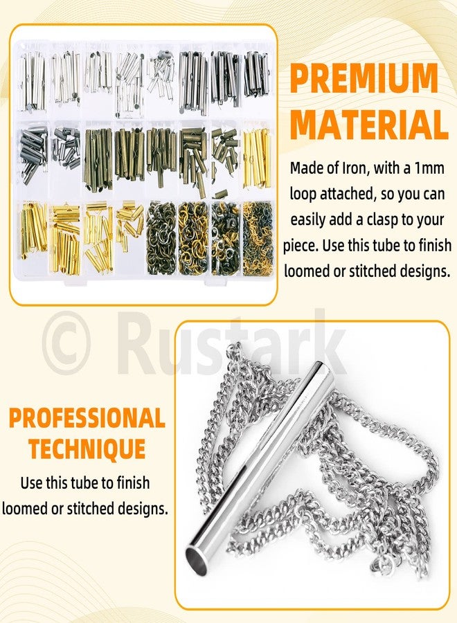 Rustark 641Pcs Slide On End Clasps with Pliers Twist Extender Chains Jump Rings Lobster Claw Clasps Slide Tube Clasp End Bar Jewelry Finding for Necklace Bracelet DIY Jewelry Making - Image 4