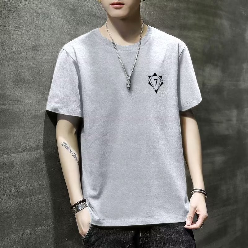 Summer Crewneck Elegant Trend Japanese T-Shirt Fashion Trendy Brand Student Short-Sleeved Men'S Simple Trendy Youth Popular Ins - Image 4