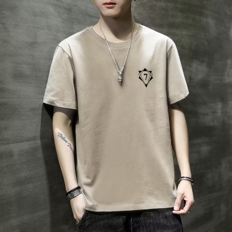 Summer Crewneck Elegant Trend Japanese T-Shirt Fashion Trendy Brand Student Short-Sleeved Men'S Simple Trendy Youth Popular Ins - Image 5