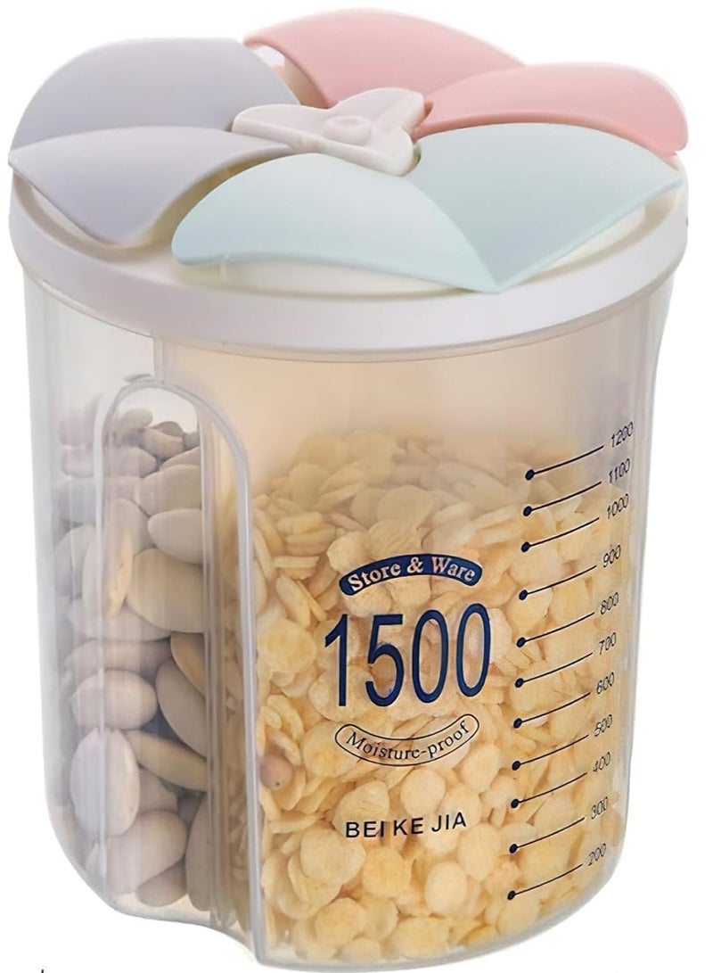 Alissa 4 حاويات لتخزين الحبوب والأغذية الجافة، الدقيق والسكر والقهوة والأرز والمكسرات والوجبات الخفيفة (1500 مل) - Image 1