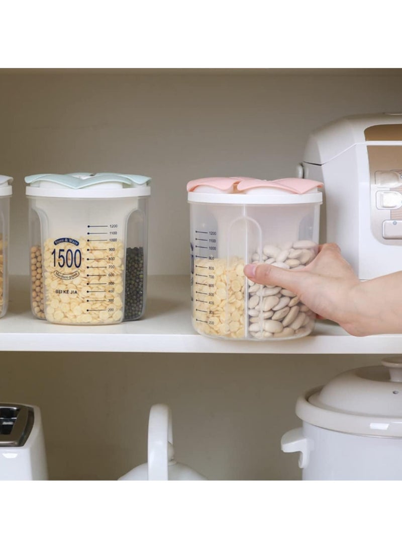 Alissa 4 حاويات لتخزين الحبوب والأغذية الجافة، الدقيق والسكر والقهوة والأرز والمكسرات والوجبات الخفيفة (1500 مل) - Image 5