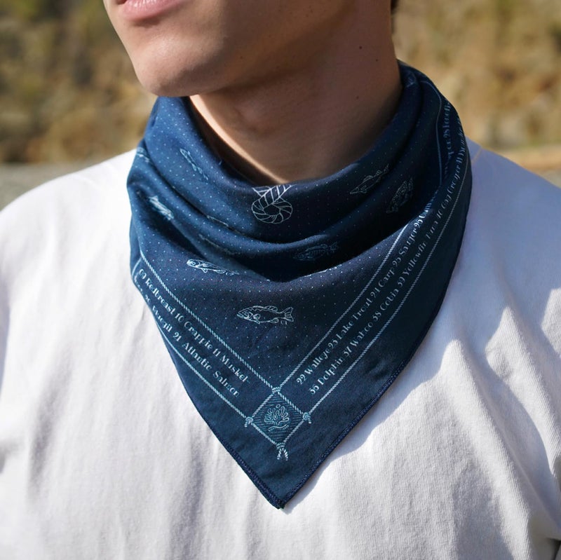 WHTE MOSS Bandana â€“ 100% Cotton Kerchief, Soft Outdoor Head Scarf for Men & Women (Lucky Angler Blue) - Image 4