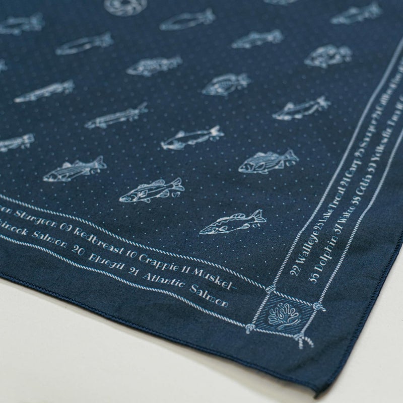 WHTE MOSS Bandana â€“ 100% Cotton Kerchief, Soft Outdoor Head Scarf for Men & Women (Lucky Angler Blue) - Image 3