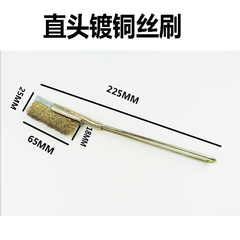 general Straight Head Copper Plated Wire Brush with Wooden Handle for Rust Removal and Polishing - Image 1