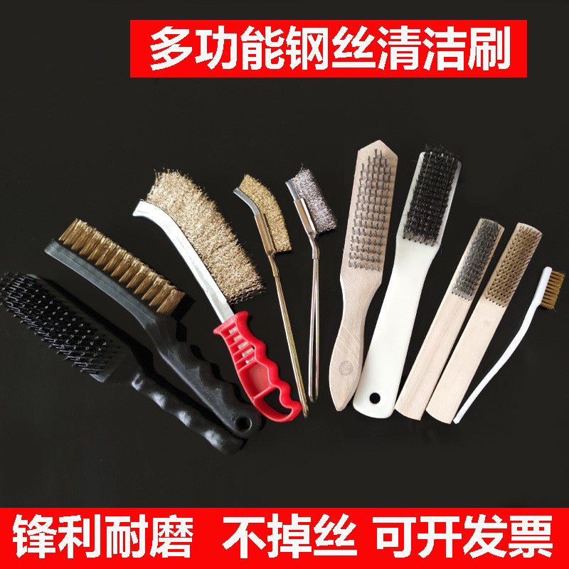 general Straight Head Copper Plated Wire Brush with Wooden Handle for Rust Removal and Polishing - Image 3