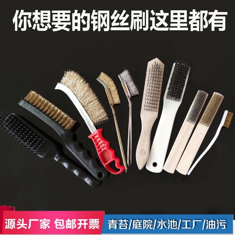 general Straight Head Copper Plated Wire Brush with Wooden Handle for Rust Removal and Polishing - Image 2