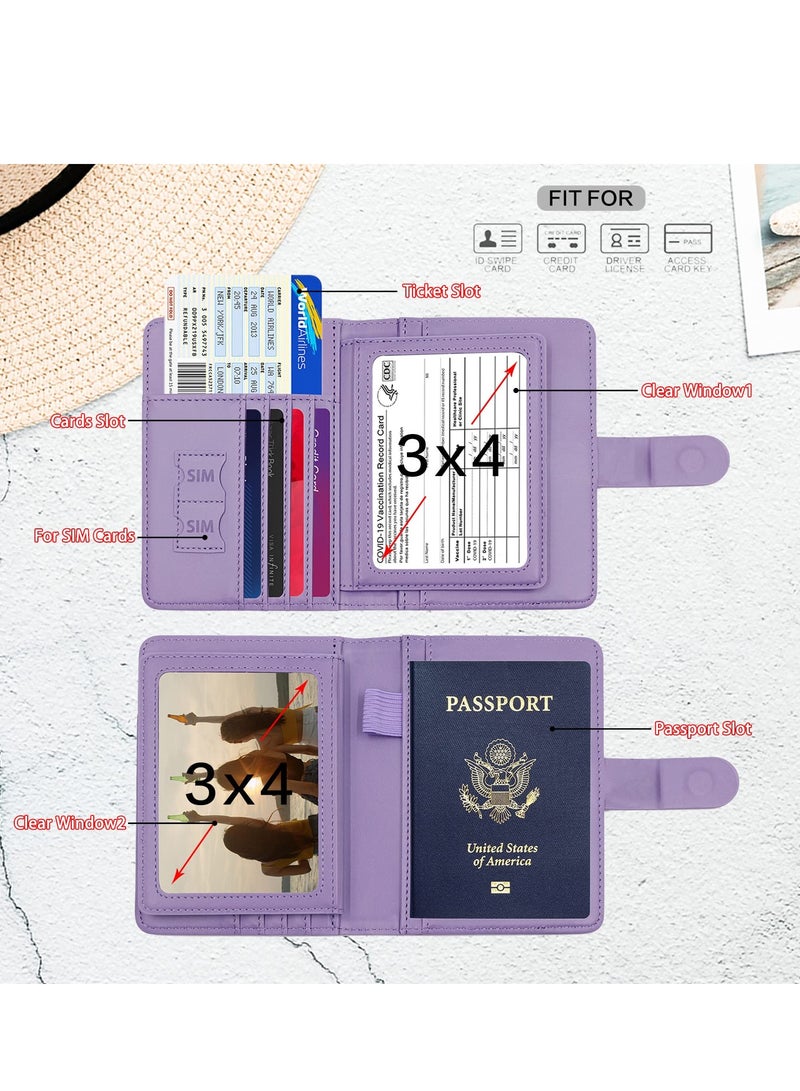 Excefore Passport Holder, Passport Holder Card Slots, Creative Aircraft Certificate Storage Bag, Cute Passport Cover for Women and Men, Waterproof Rfid Blocking Travel Wallet (Purple)  - Image 3