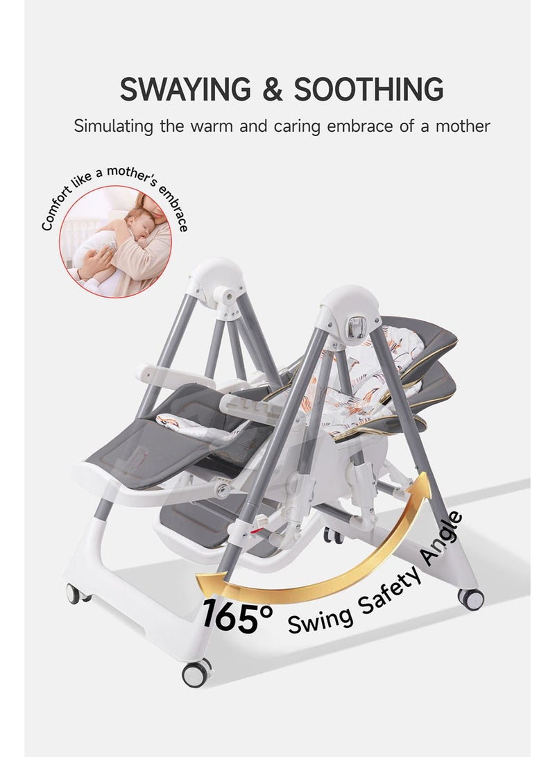 AL-WAHA AL-ZHABIA Baby High Chair | 5-Level Adjustable Foldable High Chair with Wheels & Double Trays | 4-Position Reclining Seat & 3-Stage Footrest | Safe Feeding Chair for Infants 6M-3 Years - Image 4