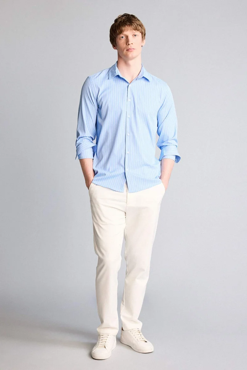 ديفاكتو Slim Fit Striped Poplin Shirt