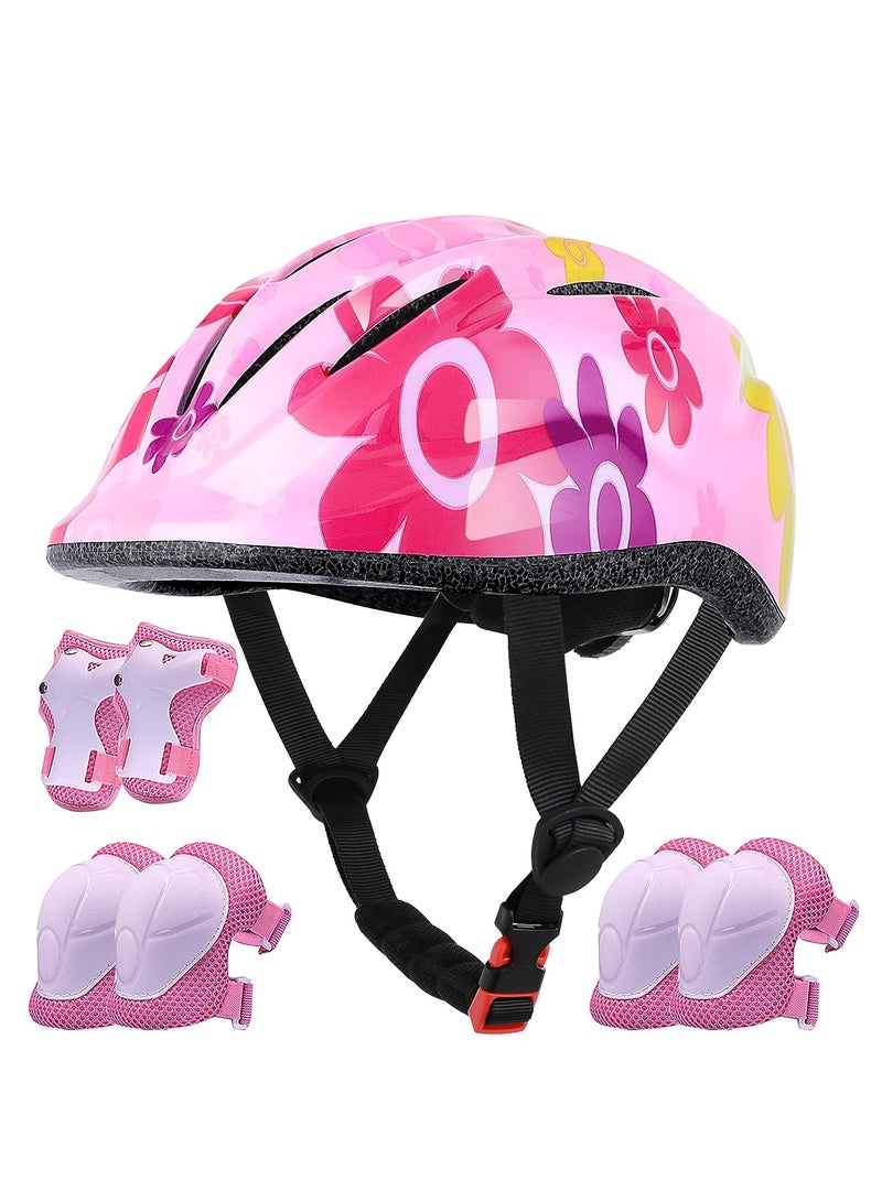 Kids Helmet And Pad Set 7 In 1 Adjustable Safety Toddler Helmet Kids Bike Helmet Protective Gear Set For Scooter Skateboard Roller Skating Cycling  - Image 1