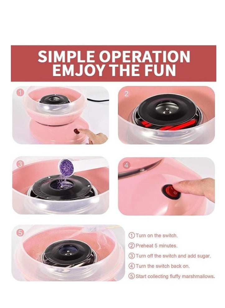 Generic Cotton Candy Machine Homemade Portable Cotton Candy Floss Maker with Large Splash-Proof Plate Efficient Electric Heating DIY Marshmallow Machine for Kids Gift and Home Birthday Family Party Cinema JK-M007（Peach Pink） ﻿  - Image 3