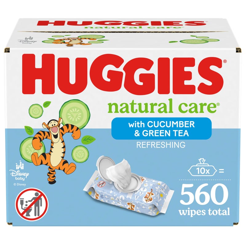 Huggies Natural Care Refreshing Baby Wipes, Hypoallergenic, Scented, 10 Flip-Top Packs (560 Wipes Total), Packaging May Vary - Image 1