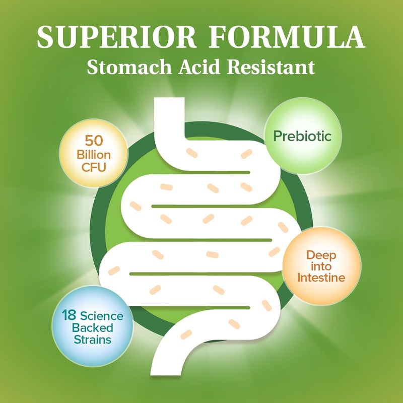 NatureMyst بروبيوتيك 50 مليار لكل حصة 18 سلالة بروبيوتيك 60 كبسولة نباتية خالية من الكائنات المعدلة وراثيًا وخالية من الغلوتين - Image 3