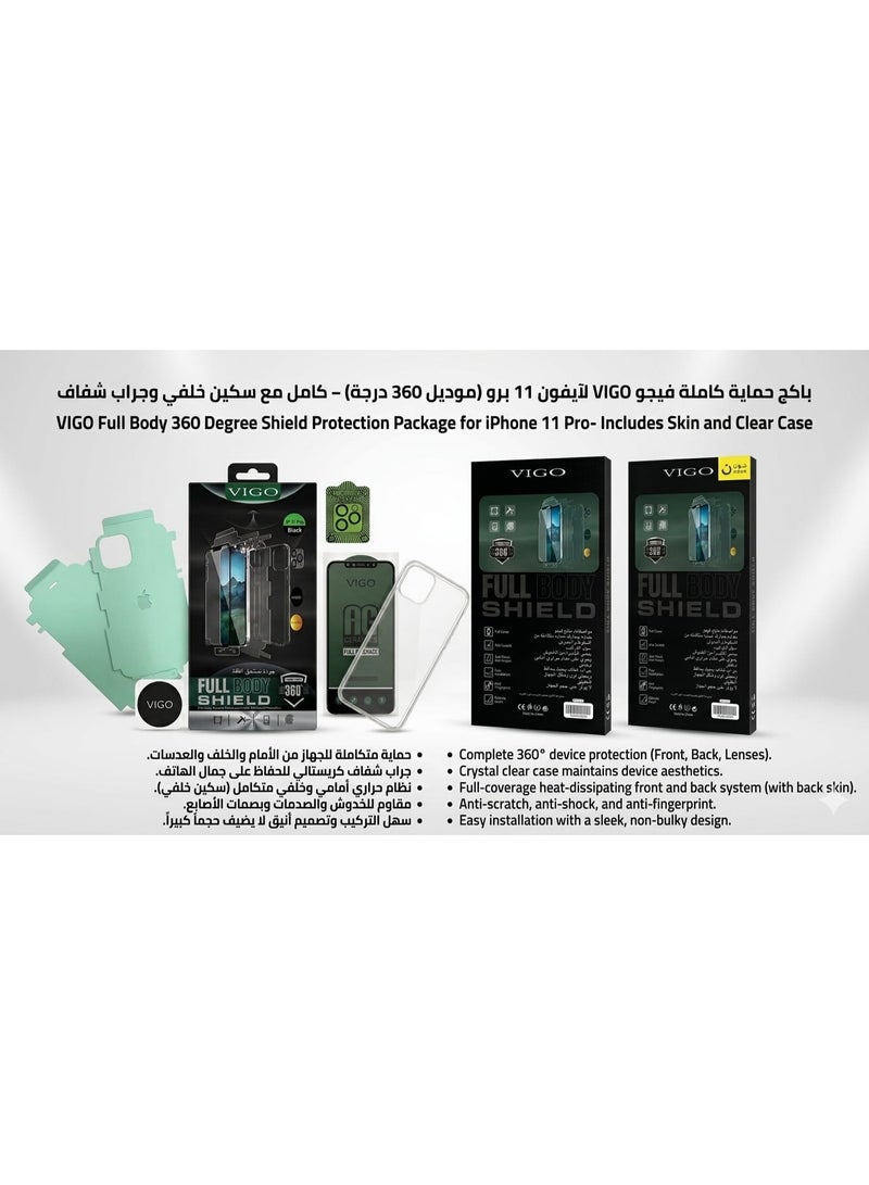 VIGO 360° Full Body Shield Protection Package for iPhone 11 Pro – Screen Protector, Clear Case, and Camera Protector - Image 1