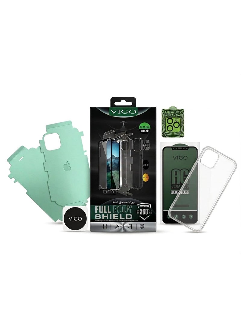 VIGO 360° Full Body Shield Protection Package for iPhone 11 Pro – Screen Protector, Clear Case, and Camera Protector - Image 2
