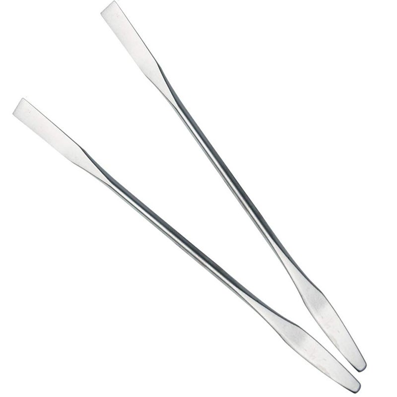 2Pcs Stainless Steel Cosmetic Mixing Makeup Spatula Nail Art Palette Stick Stirring Rod Mixer Artist Tool for Beauty Salon Color Cream Mixing Professional and Personal Use Silver