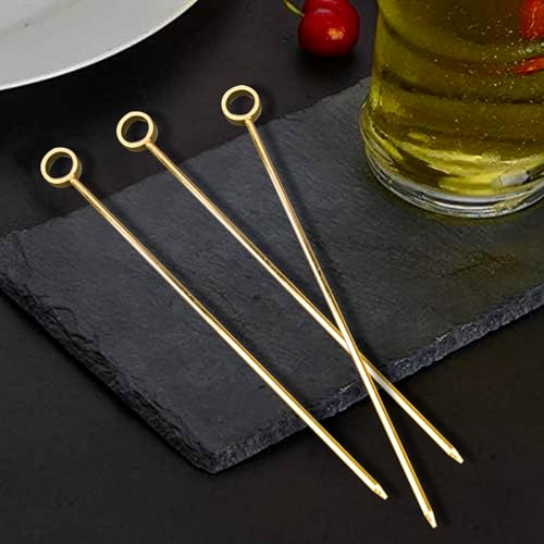 PuTwo Stainless Steel Metal Martini Picks, 4" Pack of 8 in Gold - Image 4