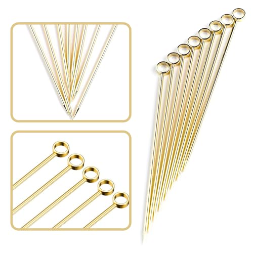 PuTwo Stainless Steel Metal Martini Picks, 4" Pack of 8 in Gold - Image 2