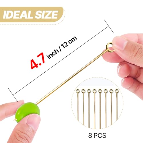 PuTwo Stainless Steel Metal Martini Picks, 4" Pack of 8 in Gold - Image 3