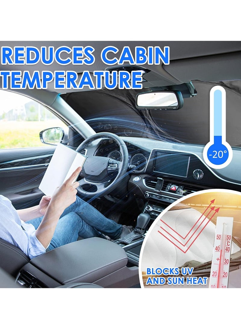AUTOYSUR Car Windshield Sun Shade, Foldable Reflector Sunshade Offers Ultimate Protection for Car Interior, Cool Reflective Sun Blocker, UV Rays and Heat Sun Visor Protector - Image 2