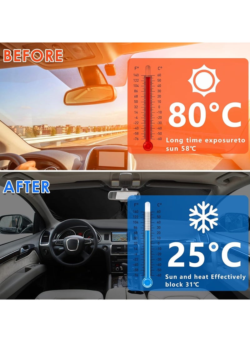 AUTOYSUR Car Windshield Sun Shade, Foldable Reflector Sunshade Offers Ultimate Protection for Car Interior, Cool Reflective Sun Blocker, UV Rays and Heat Sun Visor Protector - Image 3