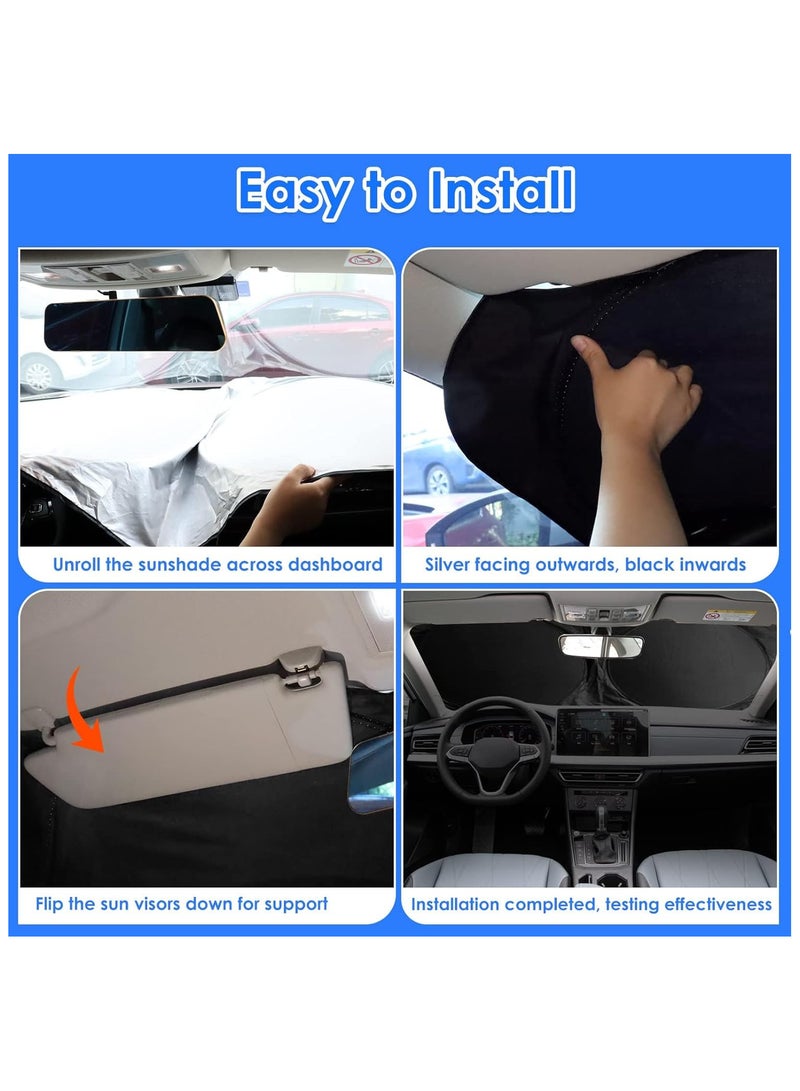 AUTOYSUR Car Windshield Sun Shade, Foldable Reflector Sunshade Offers Ultimate Protection for Car Interior, Cool Reflective Sun Blocker, UV Rays and Heat Sun Visor Protector - Image 5