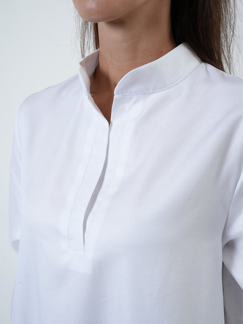 ميتامورفوزا فستان تونيك أبيض بأكمام طويلة (نقاء وأناقة) - Image 4