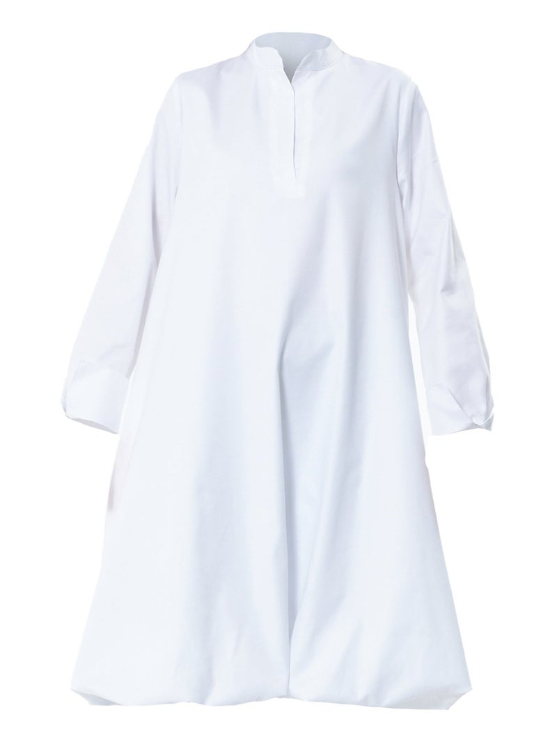 Metamorphoza Long Sleeve Tunic Dress In White - Image 2