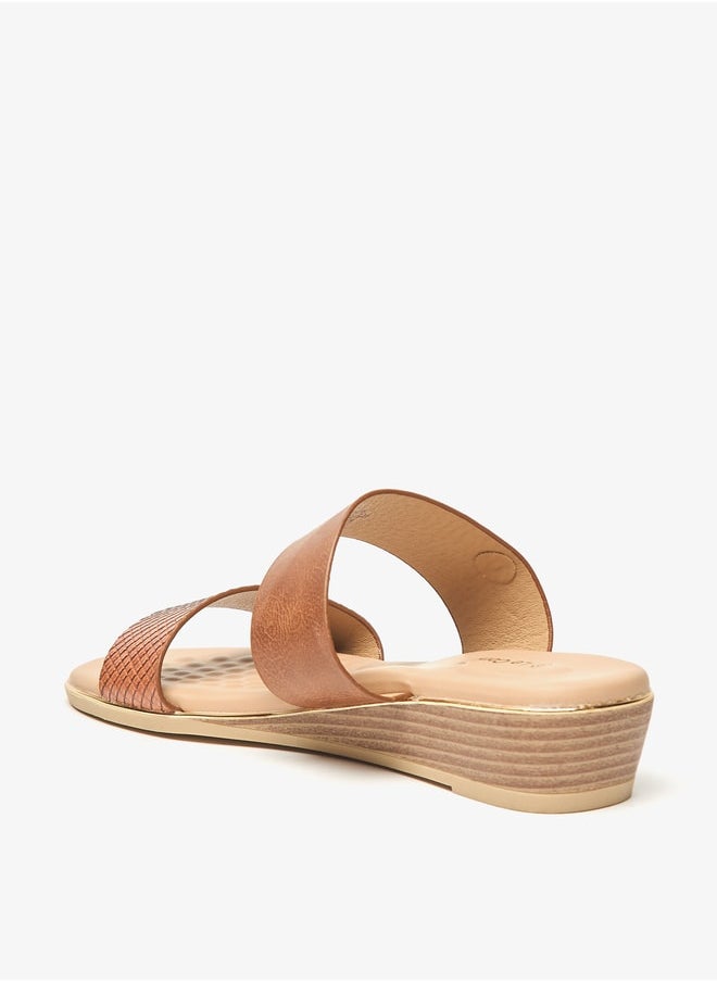 Le Confort - Women's Textured Slip-On Sandals with Wedge Heels - Image 1