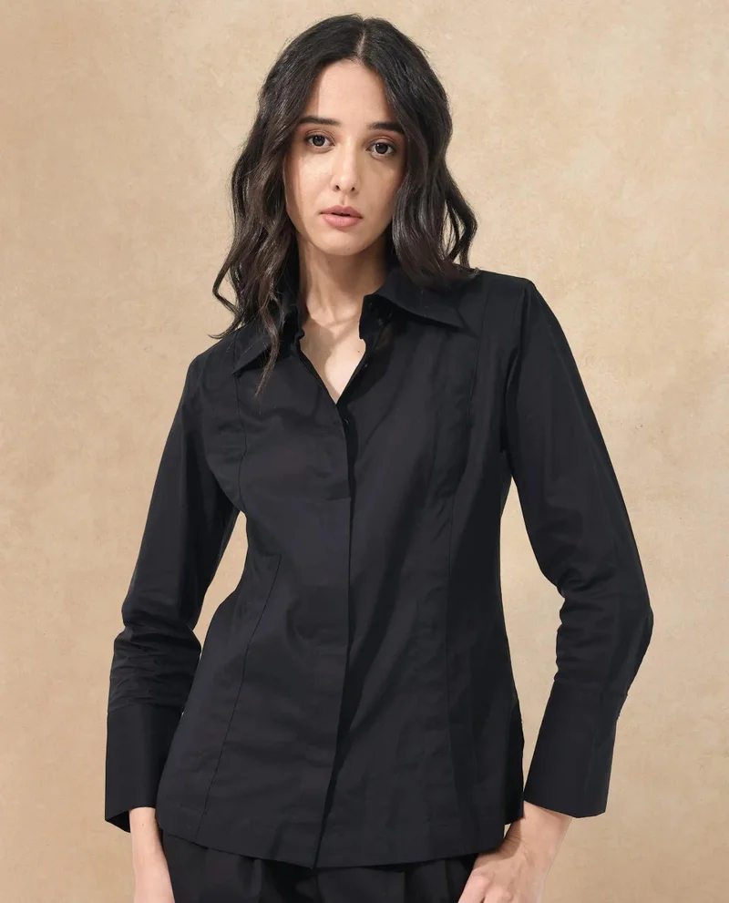 Rareism Women's Classic Chic Collared Shirt