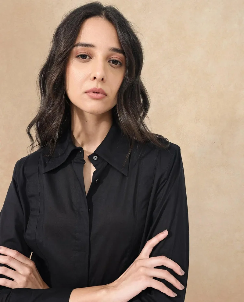 Rareism Women's Classic Chic Collared Shirt