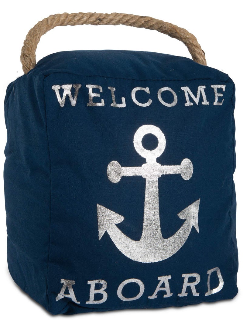 Pavilion Gift Company Pavilion Gift Company Open Door Decor  Welcome Aboard Anchor Beach Navy  Silver Door Stopper with Handle Blue 