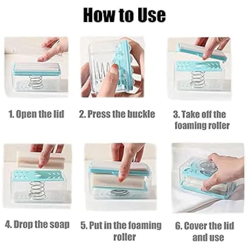 OLMARTT KITCHENWARE 2-in-1 Bar Soap Roller Dispenser,2-in-1 Portable Soap Dish & Soap Dispenser with Roller and Drain Holes,Multifunctional Soap Holder (Pack of 2) - Image 2