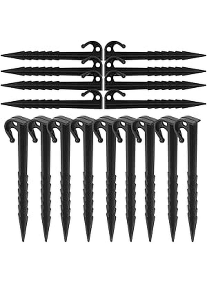 50 Pcs Black Plastic Tent Stakes Heavy Duty Serrated 14.5cm Ground Pegs For Outdoor Camping - Image 1