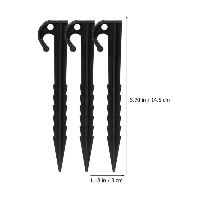 50 Pcs Black Plastic Tent Stakes Heavy Duty Serrated 14.5cm Ground Pegs For Outdoor Camping - Image 3