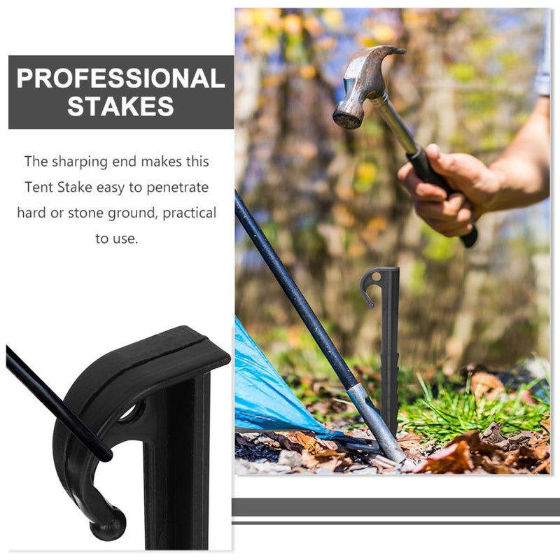 50 Pcs Black Plastic Tent Stakes Heavy Duty Serrated 14.5cm Ground Pegs For Outdoor Camping - Image 4