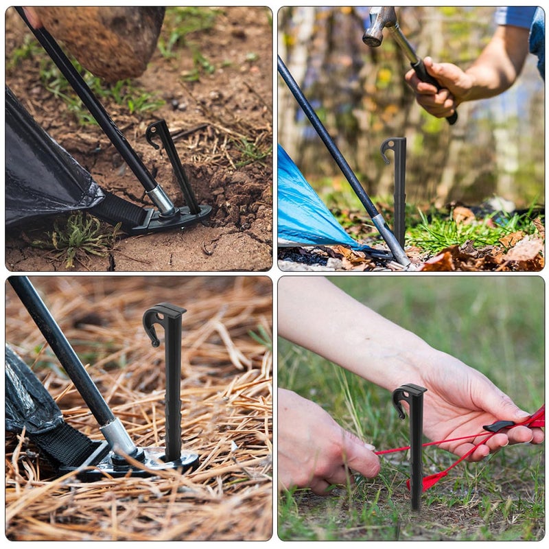 50 Pcs Black Plastic Tent Stakes Heavy Duty Serrated 14.5cm Ground Pegs For Outdoor Camping - Image 5