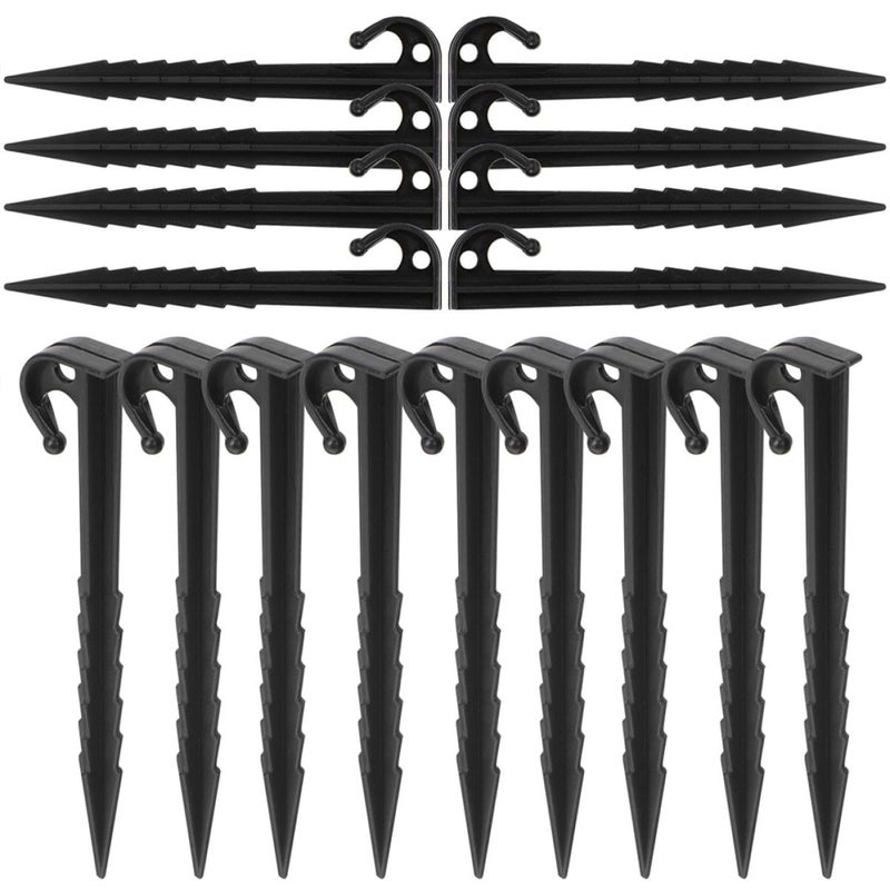 50 Pcs Black Plastic Tent Stakes Heavy Duty Serrated 14.5cm Ground Pegs For Outdoor Camping - Image 2