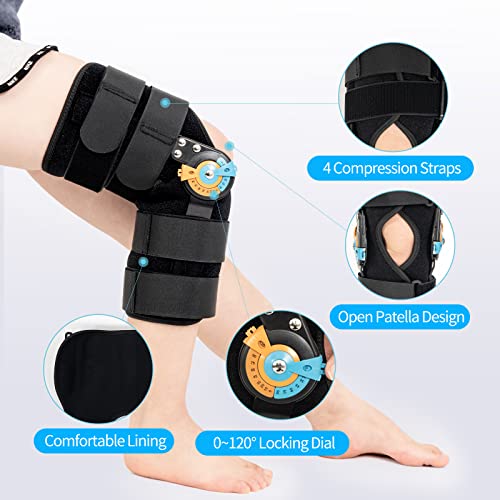 GHORTHOUD Hinged ROM Knee Braces Adjustable Knee Immobilizer Support for Knee Pain ACL MCL PCL Arthritis Meniscus Tear Post OP Recovery for Men and Women Side Stabilizers Torn Meniscus Orthopedic Orthosis (Basic Version, X-Large) - Image 2