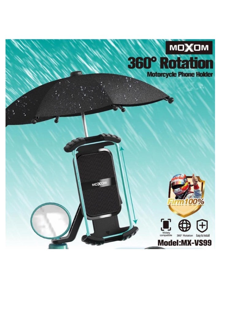 حامل هاتف للدراجات النارية Moxom MX-VS99 مع مظلة صغيرة ودوران 360 درجة