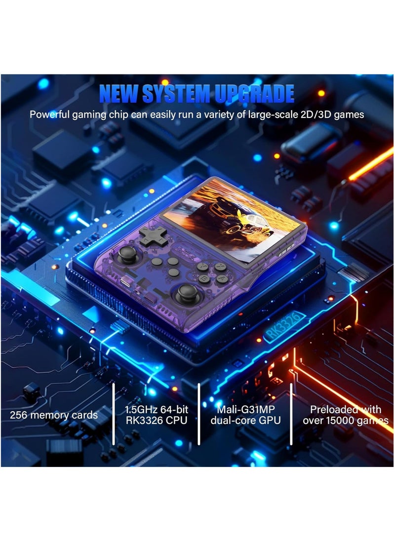LAESO 15000 Games in 1 Handheld Game Console,3.5-Inch IPS Screen Retro Gaming Console,15000+Classic Games, 3800mAh,20＋Mainstream Emulator,Built-in 256G TF Card, Support HDMI and TV Output(Purple)  - Image 3