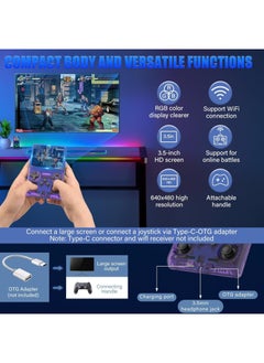 LAESO 15000 Games in 1 Handheld Game Console,3.5-Inch IPS Screen Retro Gaming Console,15000+Classic Games, 3800mAh,20＋Mainstream Emulator,Built-in 256G TF Card, Support HDMI and TV Output(Purple)  - Image 4